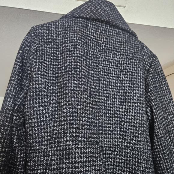 GUESS Wool-Blend Black/White Houndstooth Lined Coat Jacket Women’s Large - Picture 3 of 11
